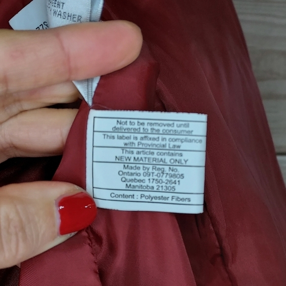 Larry Levine puffer jacket fur trim hood pockets quilted chevron rust red L - Picture 12 of 13